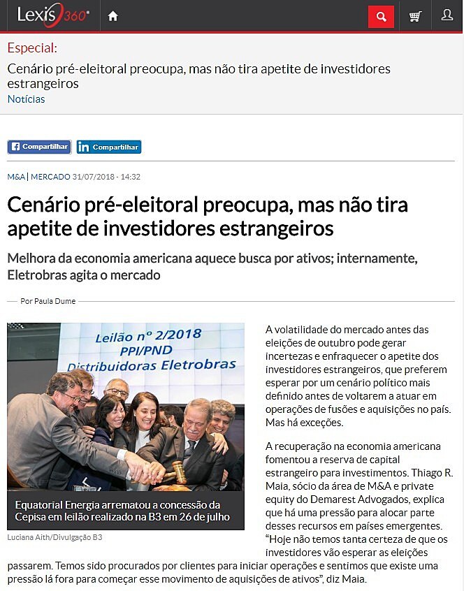 Cenrio pr-eleitoral preocupa, mas no tira apetite de investidores estrangeiros